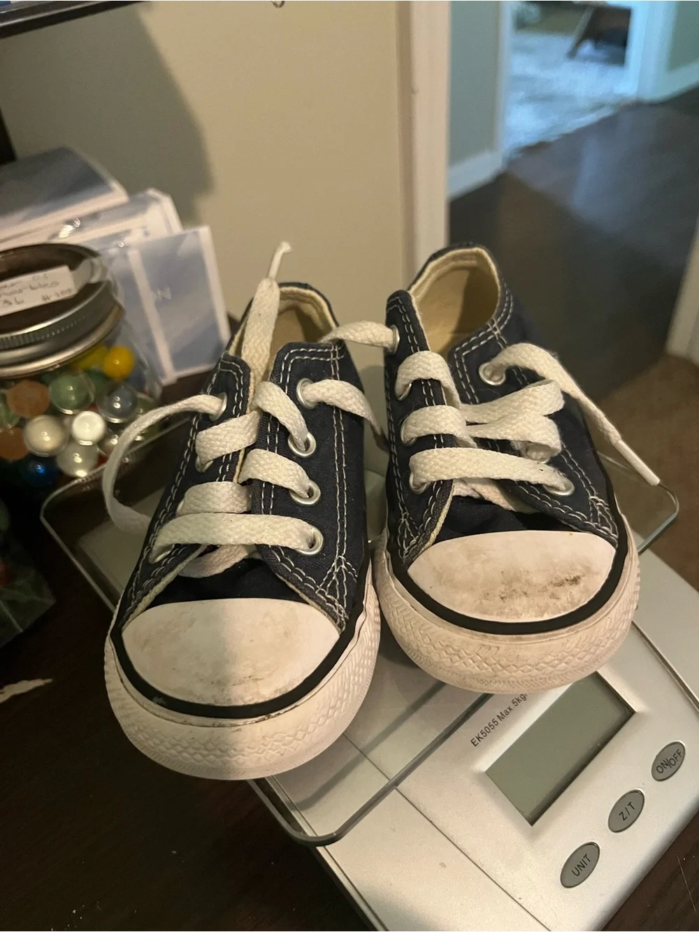 Converse Navy Canvas Kids Sneakers with White Laces